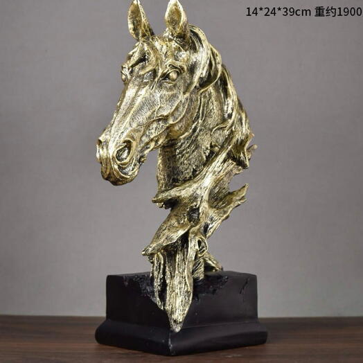 Resin horse head gold statue figures sculpture home art decor ornaments