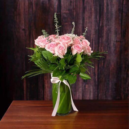 2 Dozen Pink Roses – 24 Long Stem Pink Roses