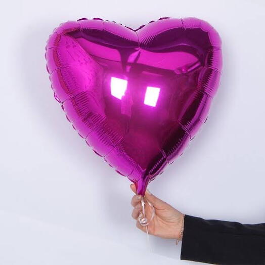 Bright pink heart balloon (pure helium )