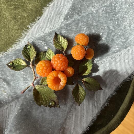Yellow Raspberry brooch