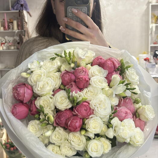 Bukiet mix roże piwoniowe