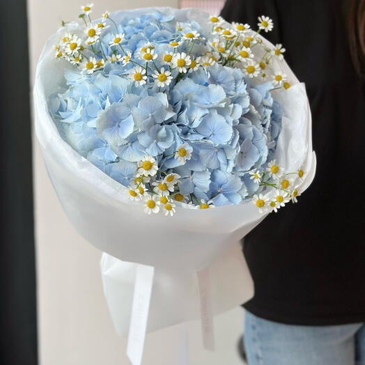 Букет из голубых Гортензий «Облачко»