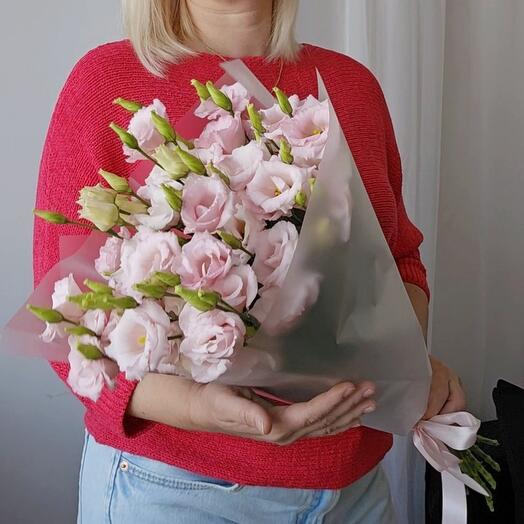 Pink lisianthus bouquet, 9 pcs