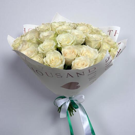 Bouquet of  51 white roses in a gift package