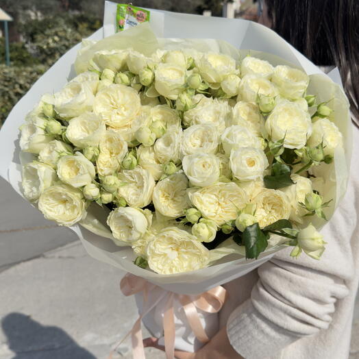 11 Cream peony spray roses