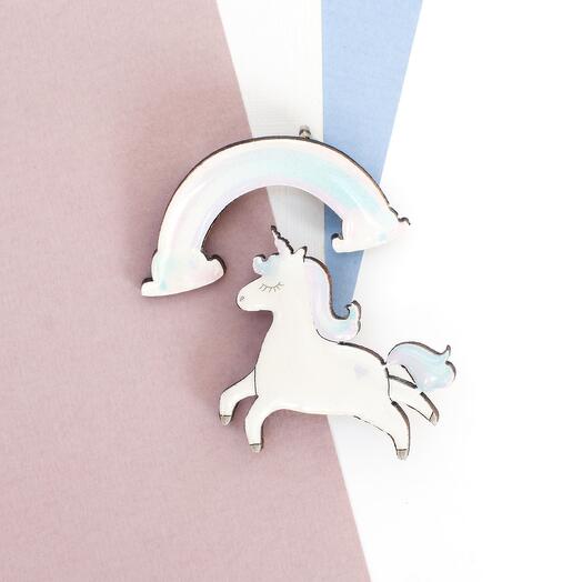 Set of brooches Unicorn and rainbow