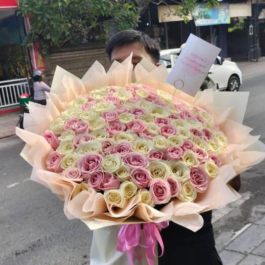 101 pink white roses