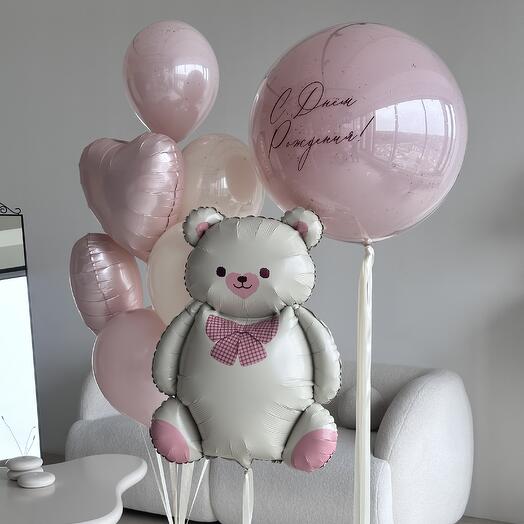 Big Bubble Balloon, Teddy Bear and Fountain