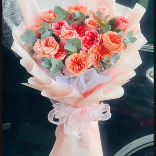 Coral flower peony roses