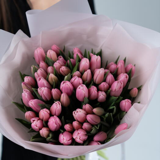 49 pink tulips