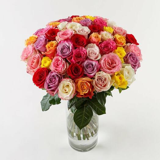 51 multicolored roses