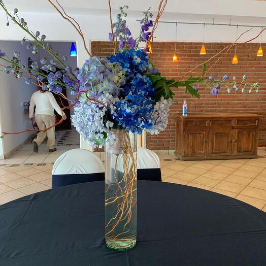 Ramo de Flores en Jarron de Cristal