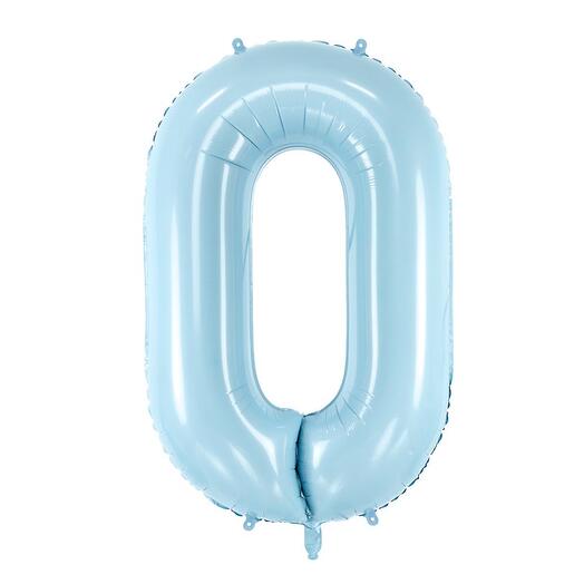 Light blue foil balloon number 0