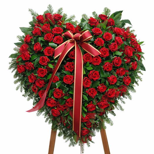 Crimson Eternal Love Funeral Heart Wreath