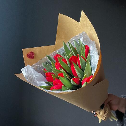 Red single tulips,15pcs