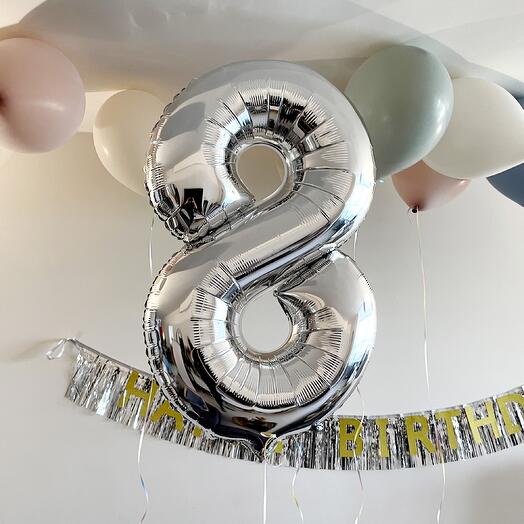 Number 0-9 helium balloon silver