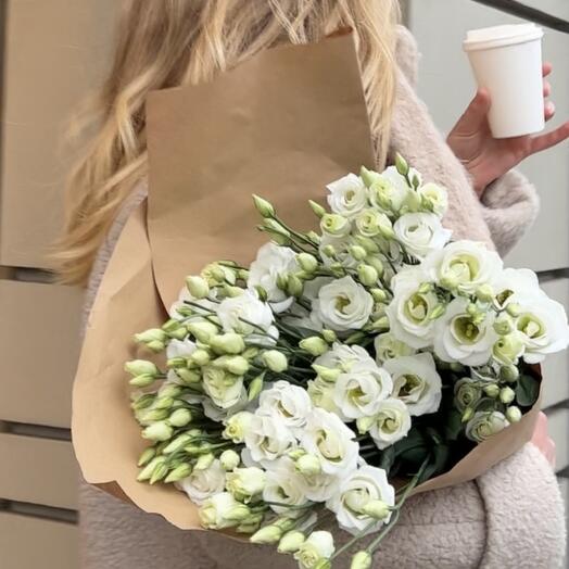 White lisianthus bouquet, 9 pcs
