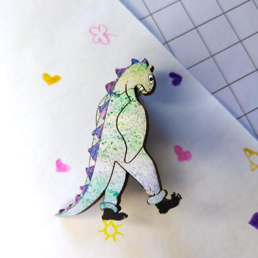 Brooch "Walking dino"