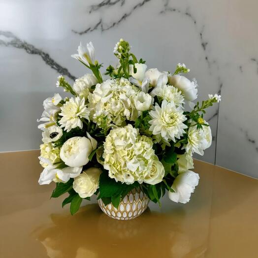 The Plaza – All White Floral Arrangement