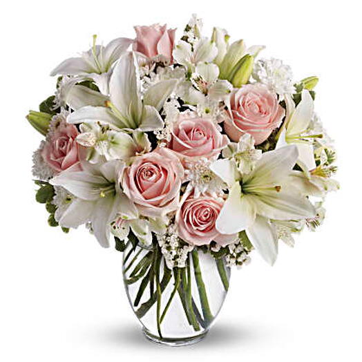 Arrive In Style (ilies, roses, mums, alstro + vase)