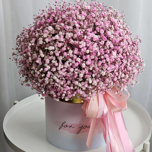 "For you" - Pink gypsophila in box