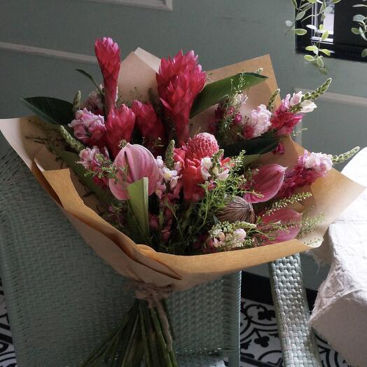 Mixed Asian Bouquet in Kraft Paper