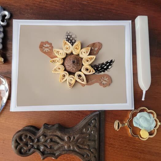 3d Quelling note card with sunflower