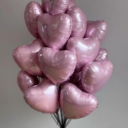 10 Pink Heart Balloons