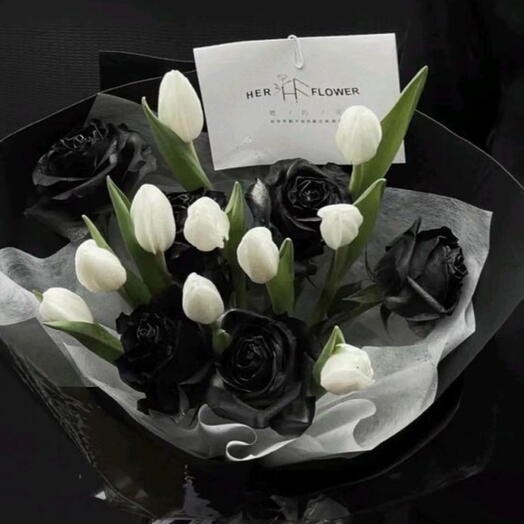 Tulips and black roses