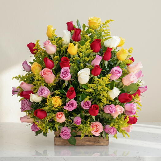 CAJA DE ROSAS SOLEADOS