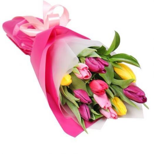 Mono bouquet of mix tulips