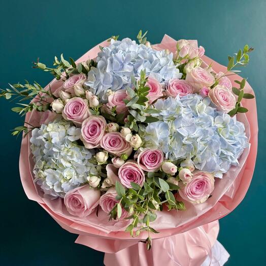 Tender mix bouquet | Букет розово-голубой микс