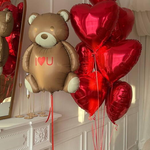 Teddy Bear and 7 Little Hearts