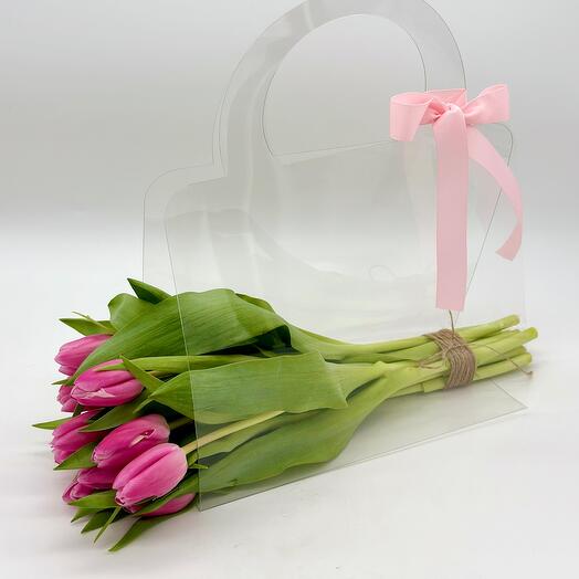 Bag pink tulips