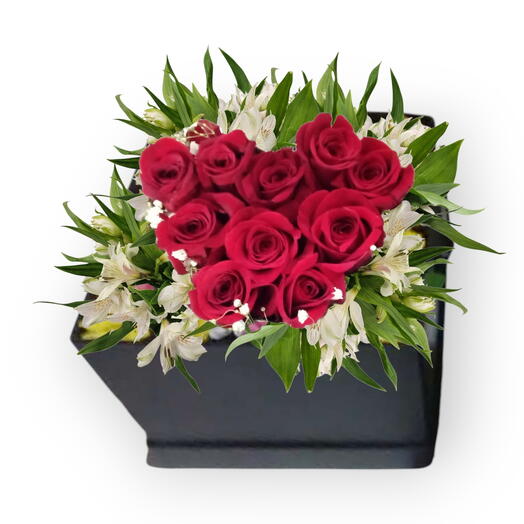 Flowers in a box Valentines day heart