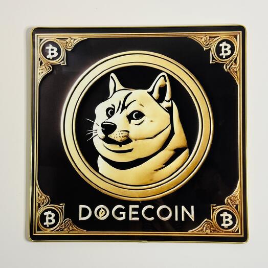 Dogecoin Modern Home Decoration Wall Art Picture Crystal Porcelain quality with wooden frame and metal sides