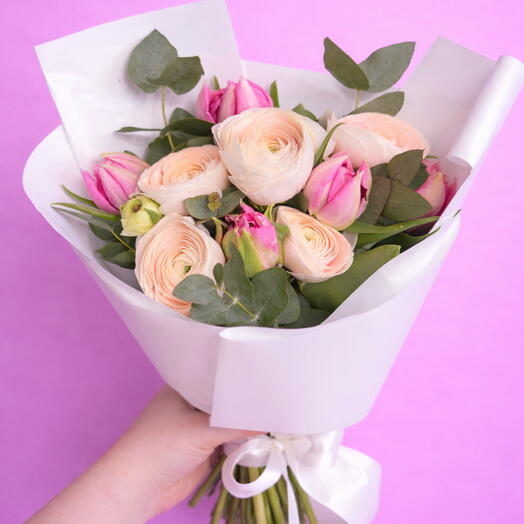 Ranunkeln, Tulpen, Evkalipt