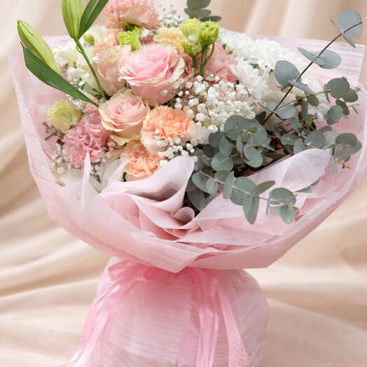 Pink Pastel Flower Bouquet – Elegant Women s Day Flowers