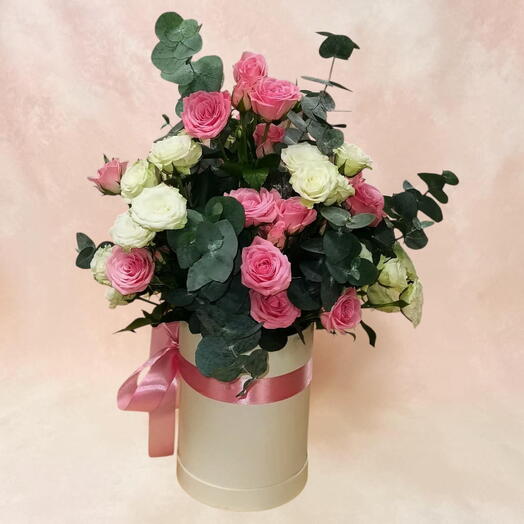 Pink   White Rose Box – Classic Elegance