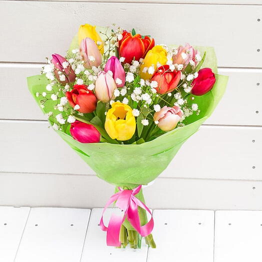 Tulips and gypsophila