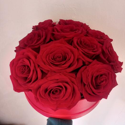 Box with 11 red roses