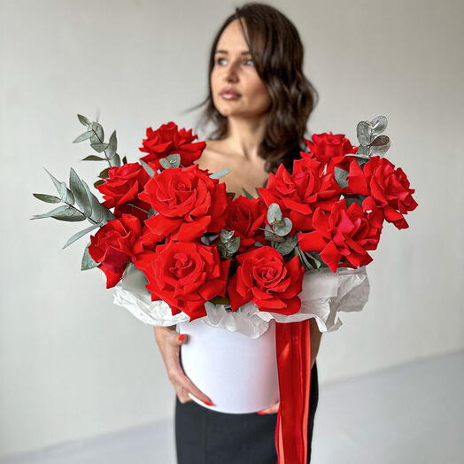 Французские розы в коробке «Cozy Box»