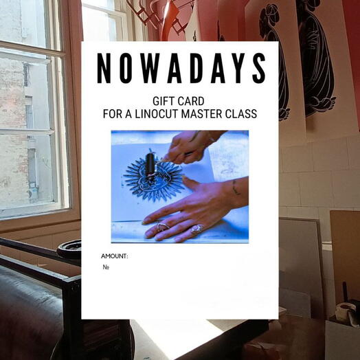 Gift card for a linocut workshop