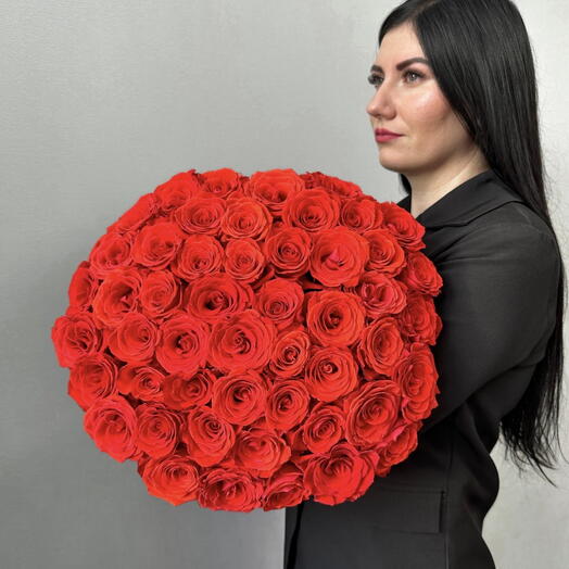 51 красная роза Nina под ленту