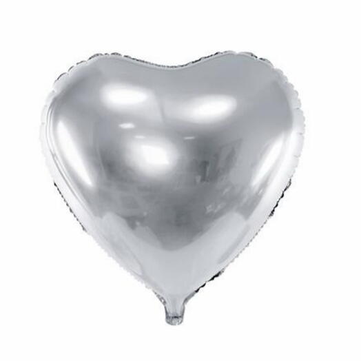 Silver Heart Helium Balloon