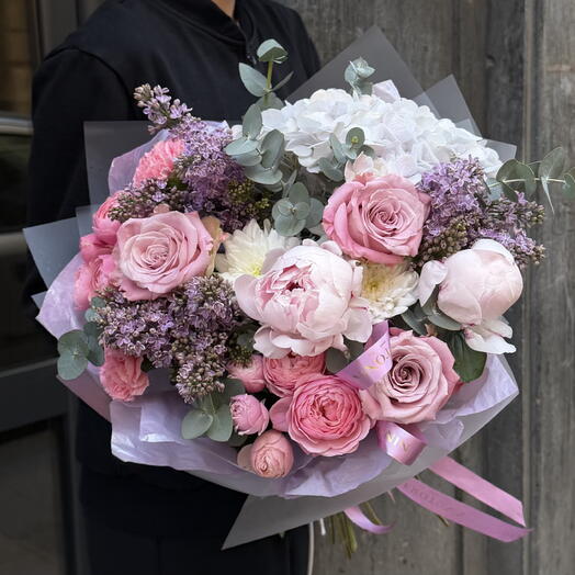 Roses, Lilac, Eucalyptus