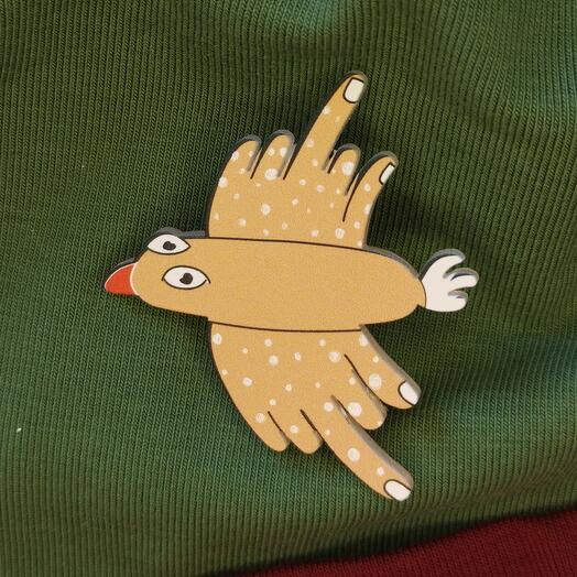 Brooch "Middle finger bird"