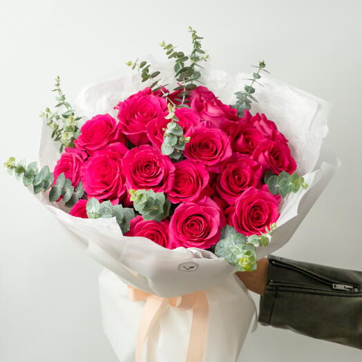 Bouquet roses Pink and Eucaliptus