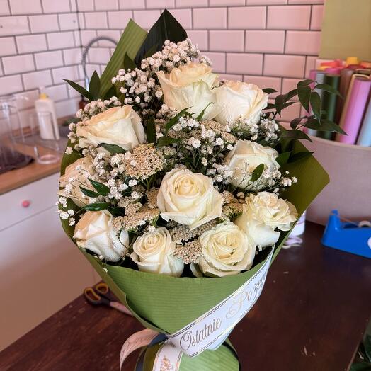 Funeral bouquet with white roses
