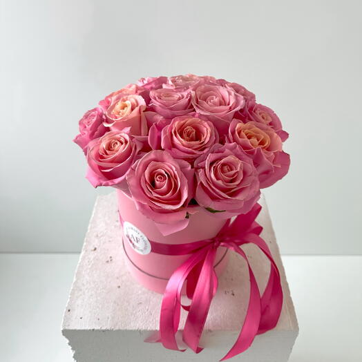 Pink roses in a box